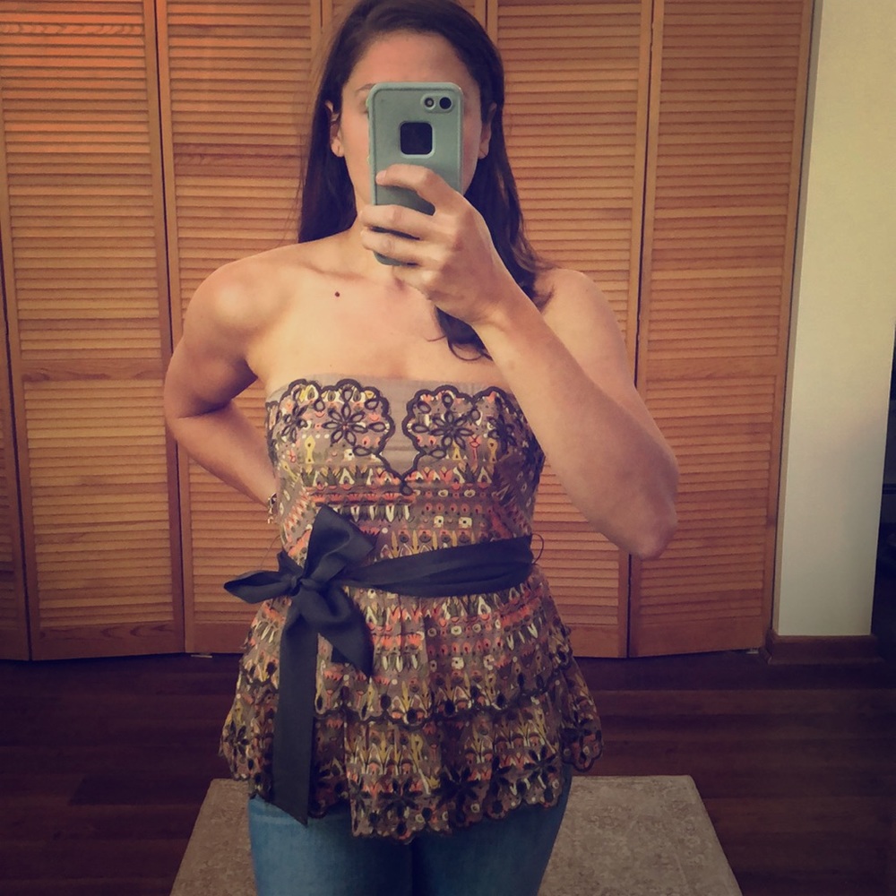 Anthropologie Floreat Tiered Eyelet Peplum Corset Top